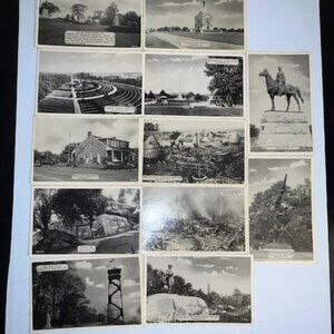 Various Vintage Black and White collectible of Gettysburg Postcards 12 total